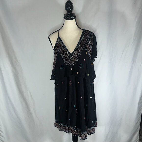 Free People - Lg These Eyes Together One Shoulder Embroidery Asymmetrical - Picture 2 of 10